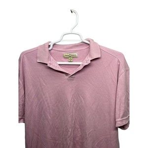 Tommy Bahama Men Short Sleeve Polo Shirt Salmon Pink Orange Silk Blend Size XL